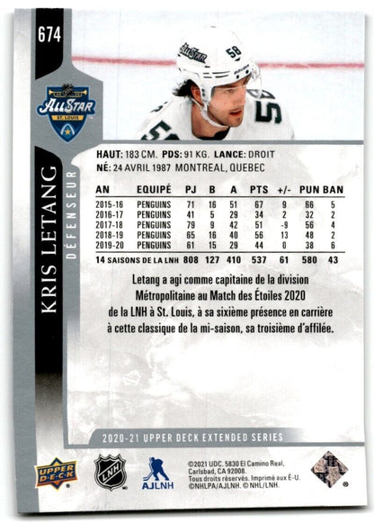 2020-21 Upper Deck Kris Letang Pittsburgh Penguins #674