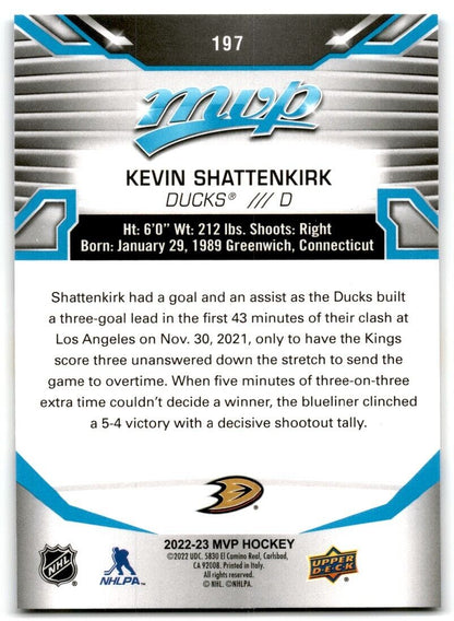 2022-23 Upper Deck MVP Kevin Shattenkirk Anaheim Ducks #197