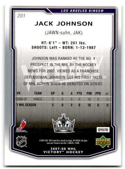 2007-08 Upper Deck Victory Jack Johnson Rookie Los Angeles Kings #201