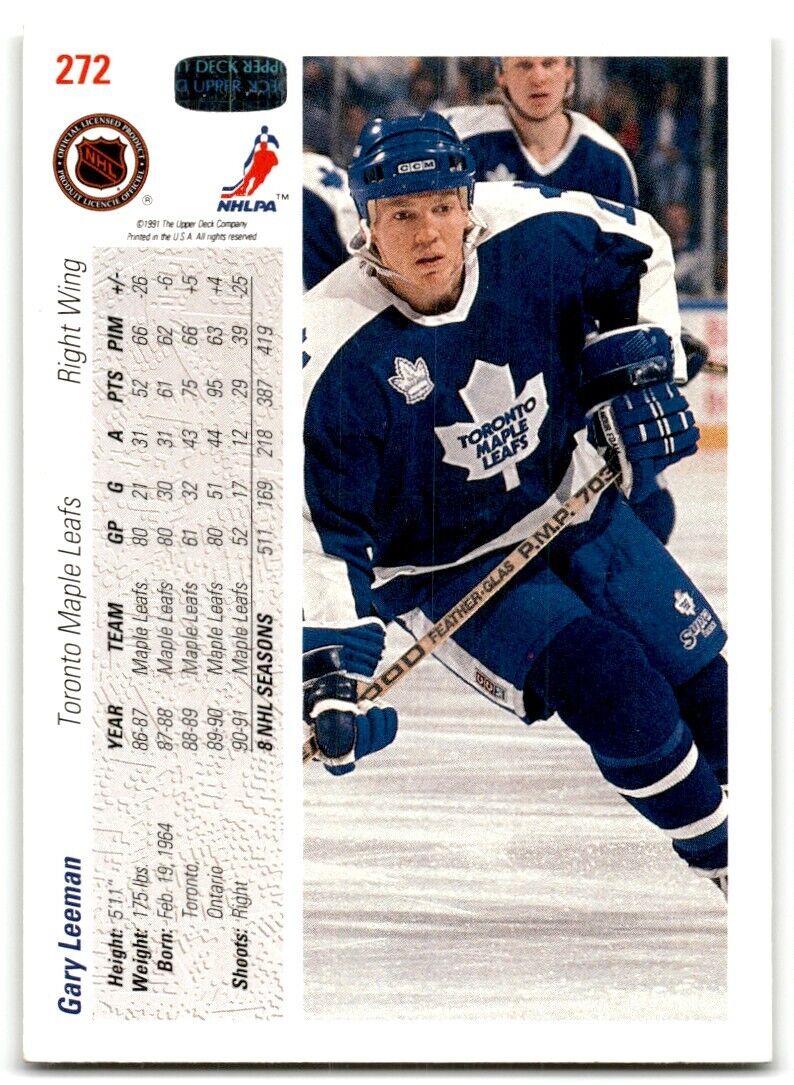 1991-92 Upper Deck French Gary Leeman Toronto Maple Leafs #272B