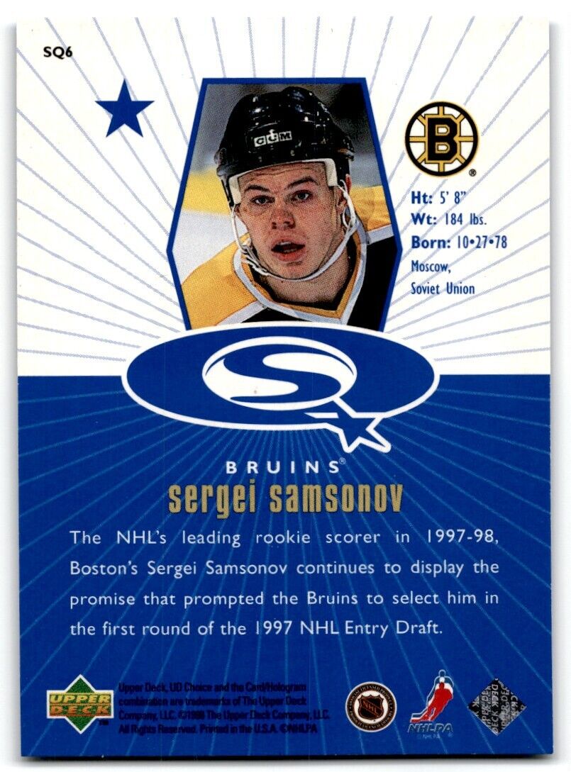 1998-99 UD Choice StarQuest Blue Sergei Samsonov Boston Bruins #SQ6