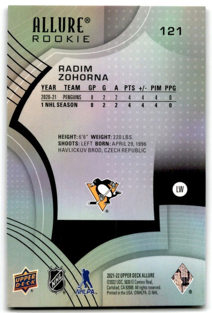 2021-22 Upper Deck Allure Radim Zohorna Rookie Pittsburgh Penguins #121