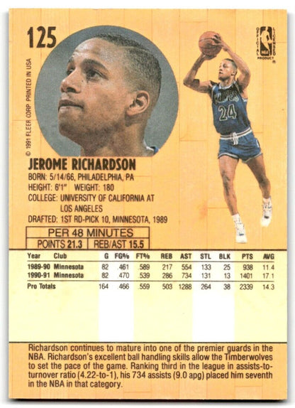 1991-92 Fleer Jerome Richardson Minnesota Timberwolves #125