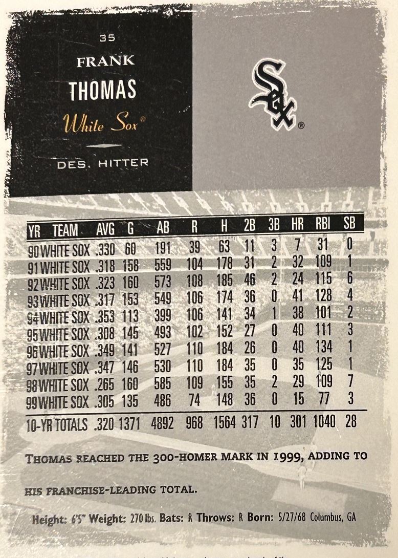 2000 Upper Deck Ultimate Upper Deck Victory Frank Thomas Chicago White Sox #35