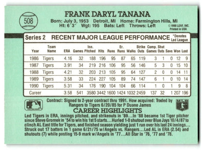 1991 Donruss Frank Tanana Detroit Tigers #508