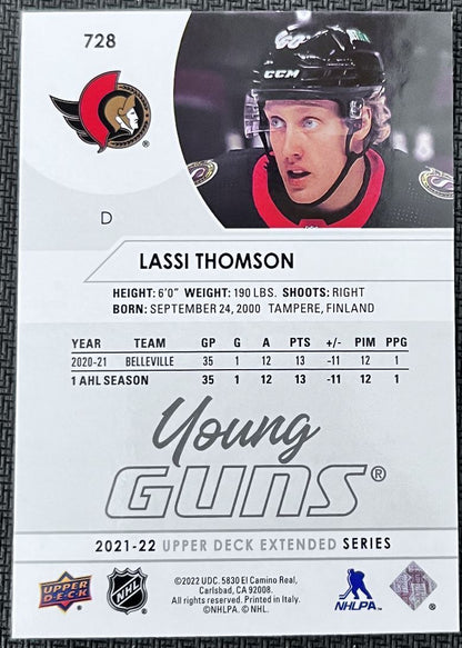 2021-22 Upper Deck Lassi Thomson Rookie Ottawa Senators #728