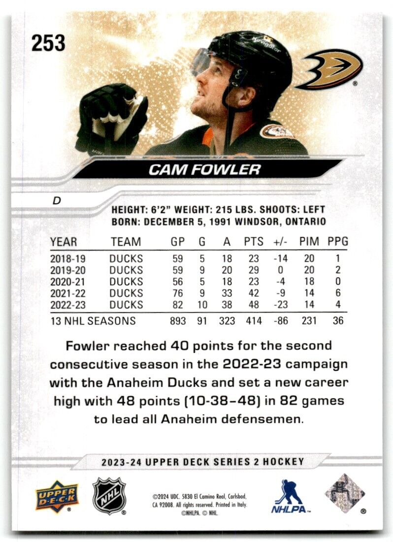 2023-24 Upper Deck Cam Fowler Anaheim Ducks #253