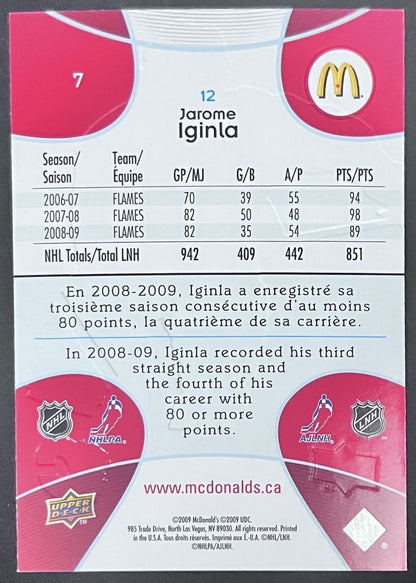 2009-10 Upper Deck McDonald's Jarome Iginla Calgary Flames #7