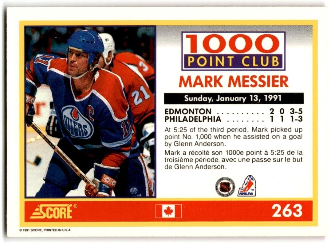 1991-92 Score Canadian English Mark Messier Edmonton Oilers #263