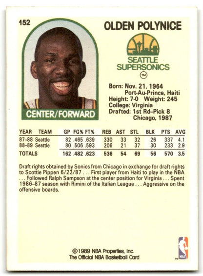 1989-90 Hoops Olden Polynice Rookie Seattle SuperSonics #152