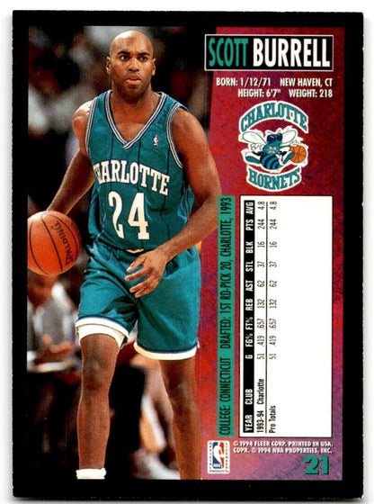 1994-95 Fleer Scott Burrell Charlotte Hornets #21