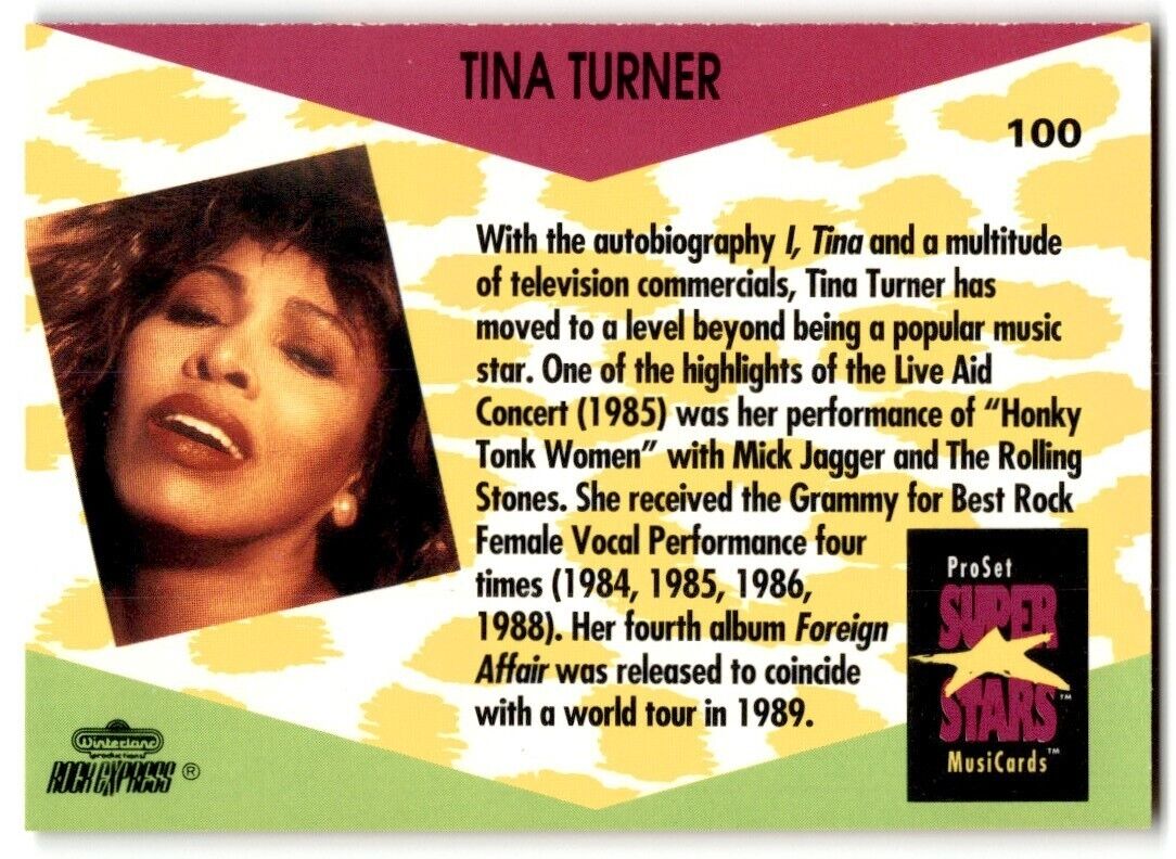 Tina Turner ProSet Super Star MusiCards (Card #100)