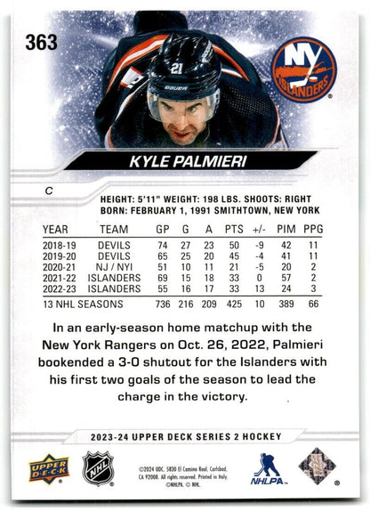 2023-24 Upper Deck Kyle Palmieri New York Islanders #363