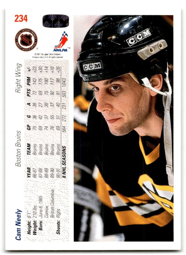 1991-92 Upper Deck Cam Neely Boston Bruins #234