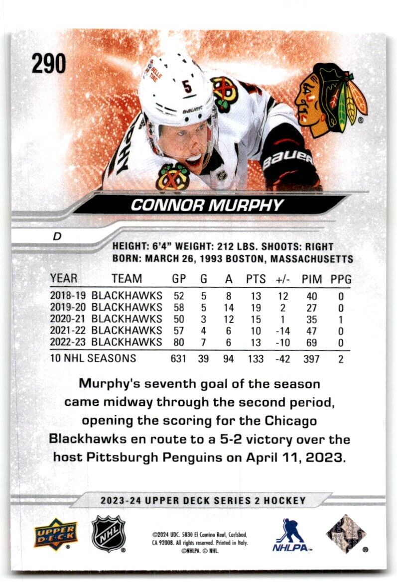 2023-24 Upper Deck Connor Murphy Chicago Blackhawks #290