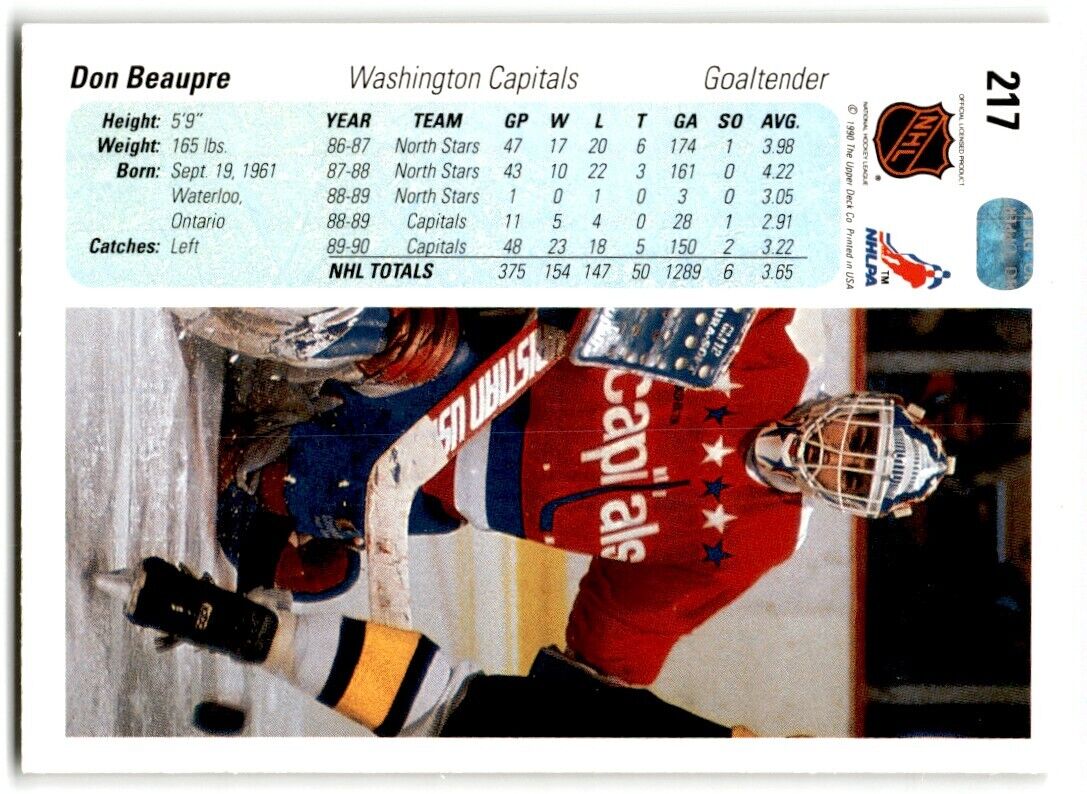 1990-91 Upper Deck Don Beaupre Washington Capitals #217