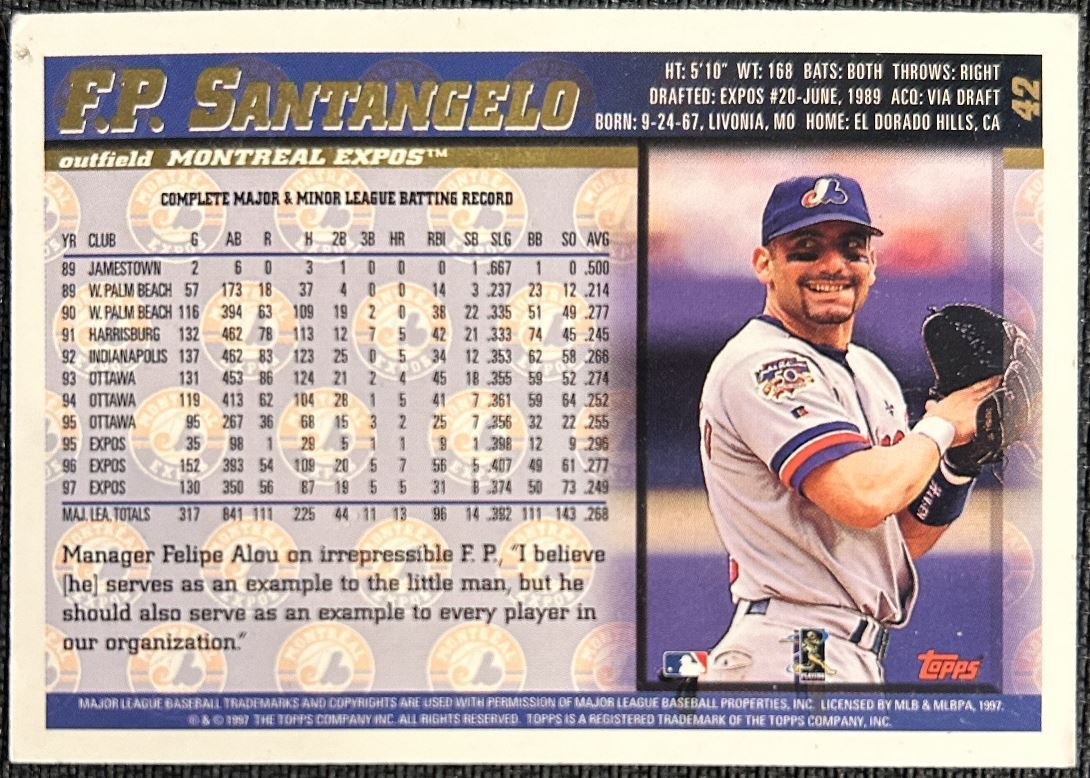 1998 Topps F.P. Santangelo Montreal Expos #42