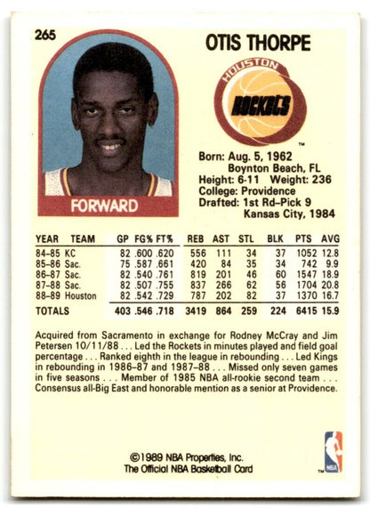 1989-90 Hoops Otis Thorpe Houston Rockets #265