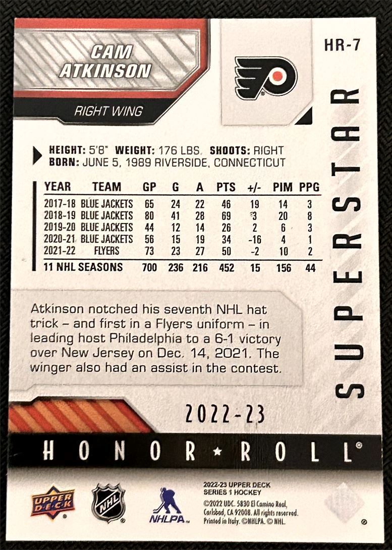 2022-23 Upper Deck Honor Roll Cam Atkinson Philadelphia Flyers #HR-7