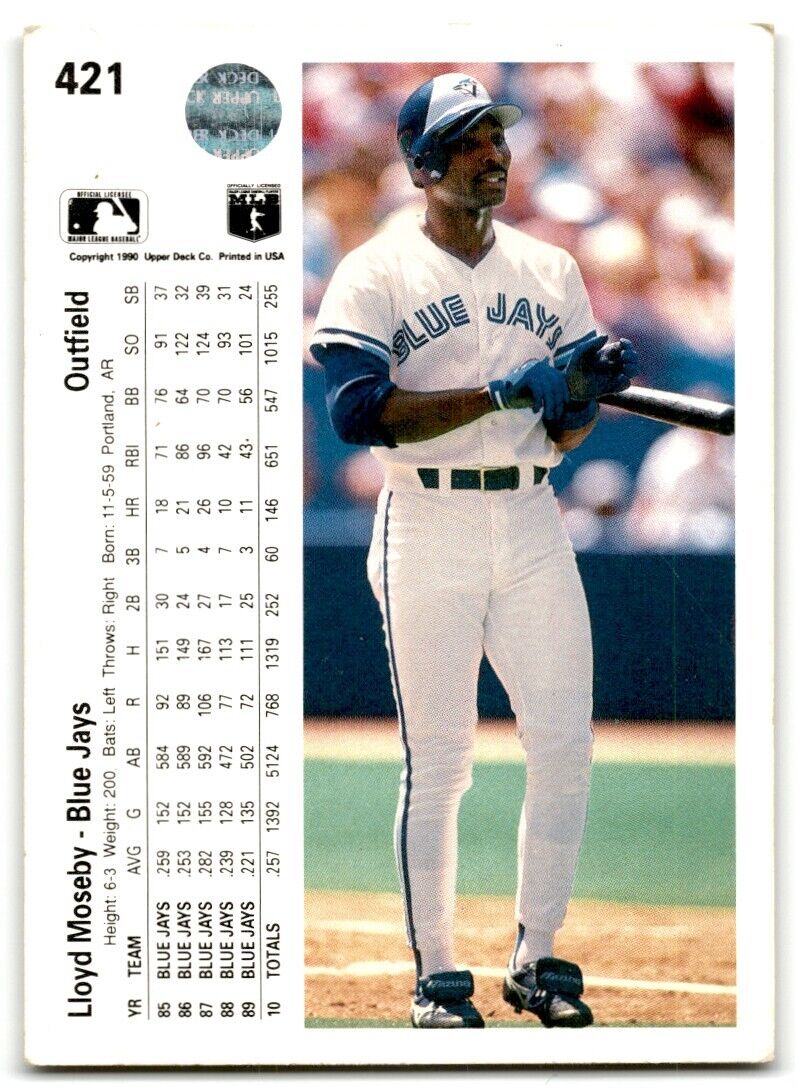 1990 Upper Deck Lloyd Moseby Toronto Blue Jays #421