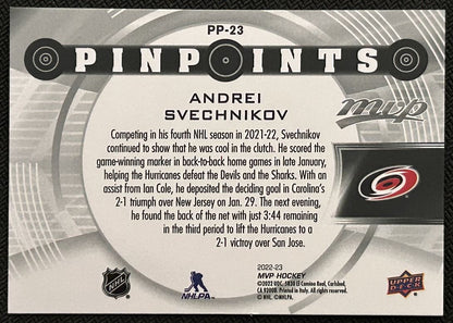 2022-23 Upper Deck MVP Pinpoints Andrei Svechnikov Carolina Hurricanes #PP-23