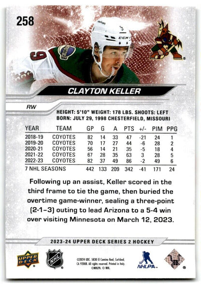 2023-24 Upper Deck Clayton Keller Arizona Coyotes #258