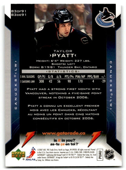 2006-07 Upper Deck Gatorade Taylor Pyatt Vancouver Canucks #83