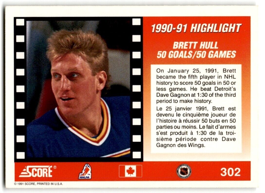 1991-92 Score Canadian Brett Hull St. Louis Blues #302