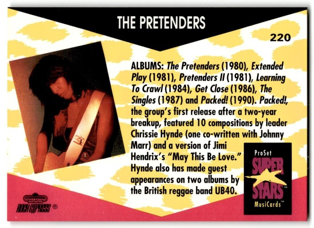 1991-92 ProSet Super Stars MusiCard The Pretenders #220