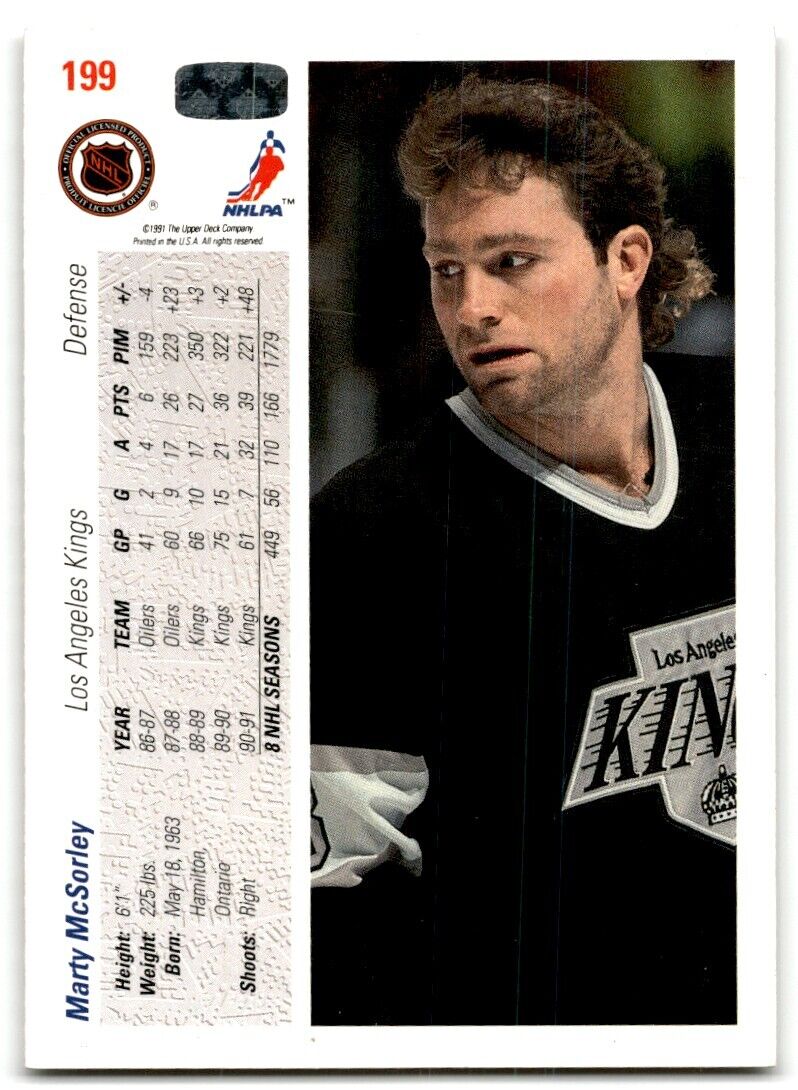 1991-92 Upper Deck Marty McSorley Los Angeles Kings #199