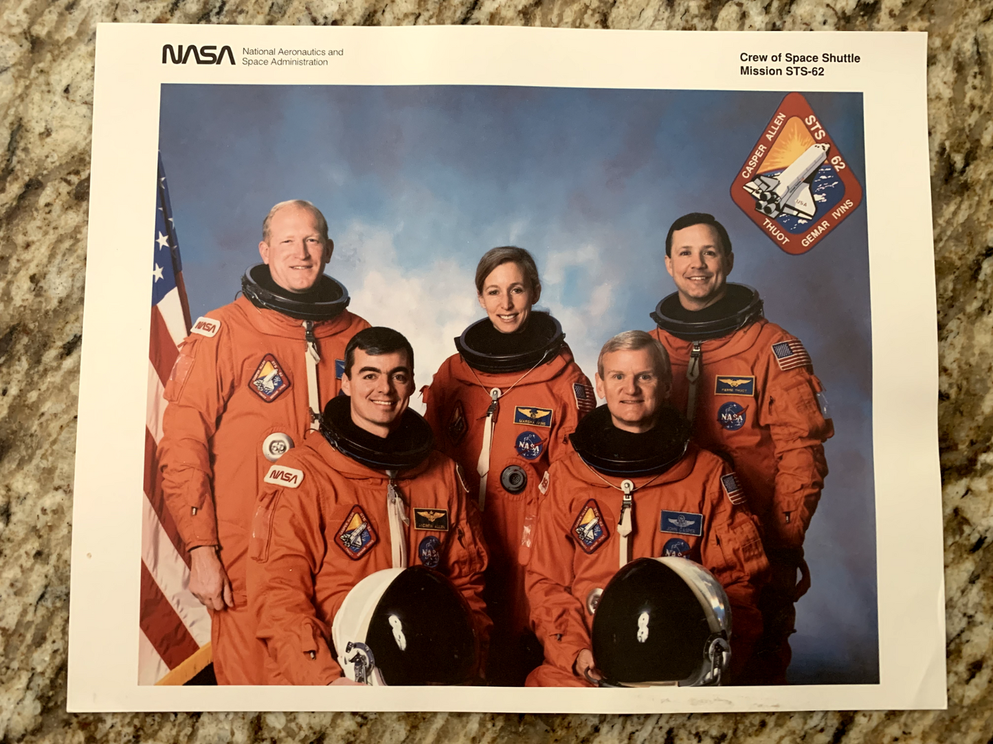 NASA Space Shuttle Columbia Mission Exploration crew STS-62 Litho 8x10