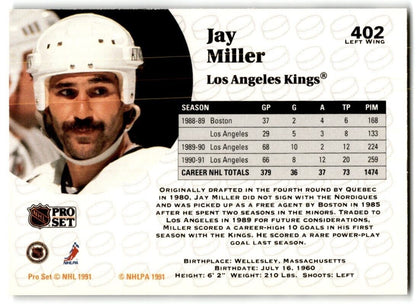 1991-92 Pro Set Jay Miller Los Angeles Kings #402