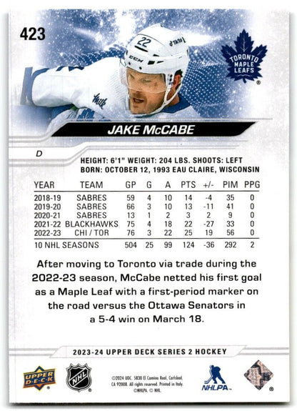 2023-24 Upper Deck Jake McCabe Toronto Maple Leafs #423