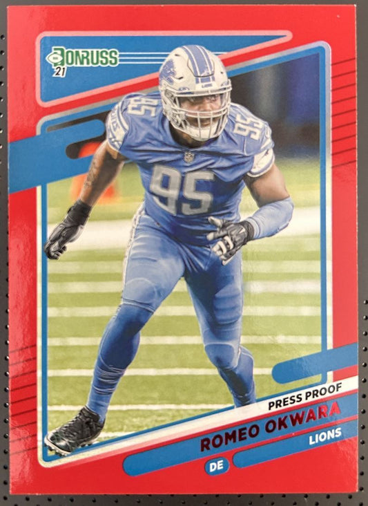 2021 Donruss Press Proof Blue Red Romeo Okwara Detroit Lions #178 Parallel