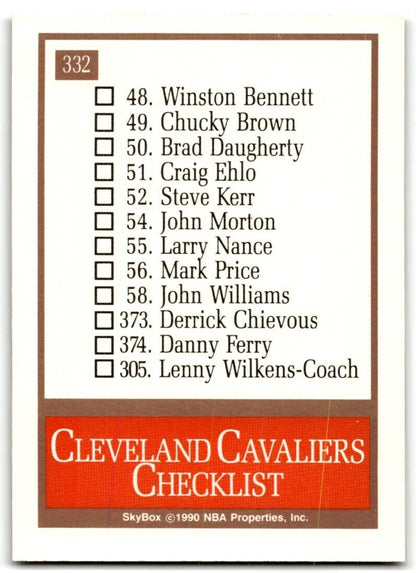 1990-91 SkyBox Cleveland Cavaliers Cleveland Cavaliers #332