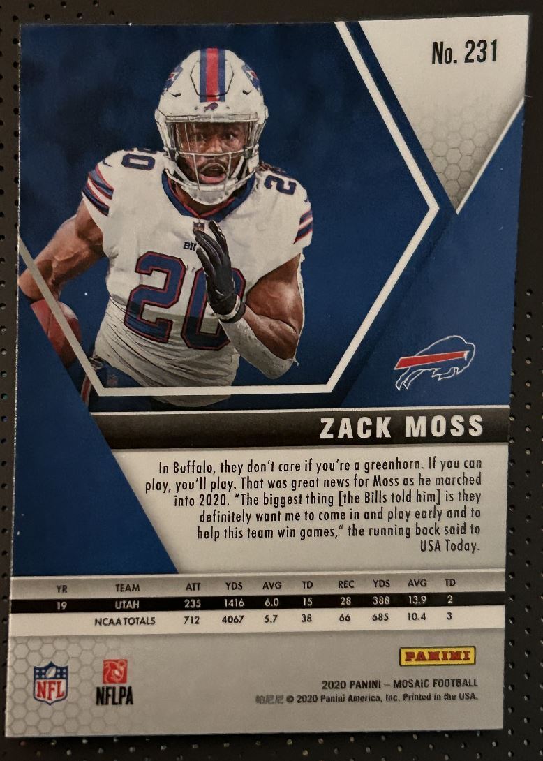 2020 Panini Mosaic Zack Moss Rookie Buffalo Bills #231