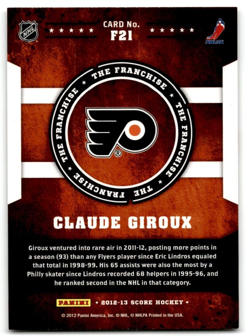 2012-13 Score The Franchise Claude Giroux Philadelphia Flyers #F21