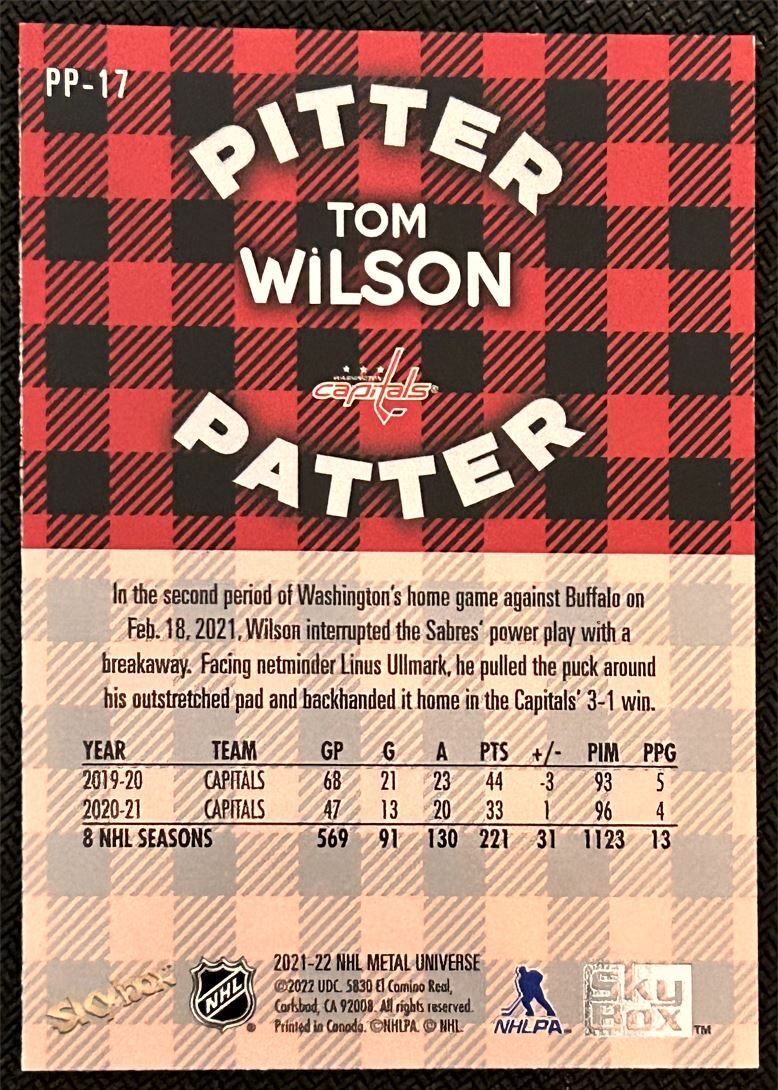 2021-22 Skybox Metal Universe Pitter Patter Tom Wilson Washington Capitals