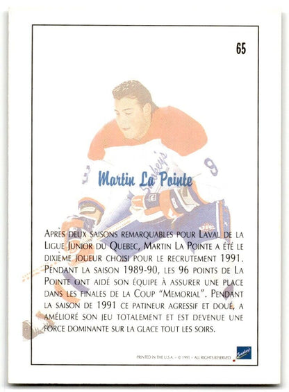 1991-92 Ultimate Draft French Martin Lapointe Detroit Red Wings #65