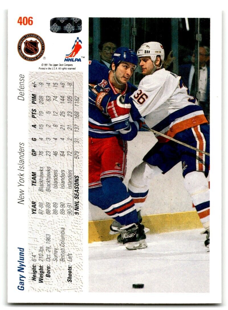 1991-92 Upper Deck Gary Nylund New York Islanders #406