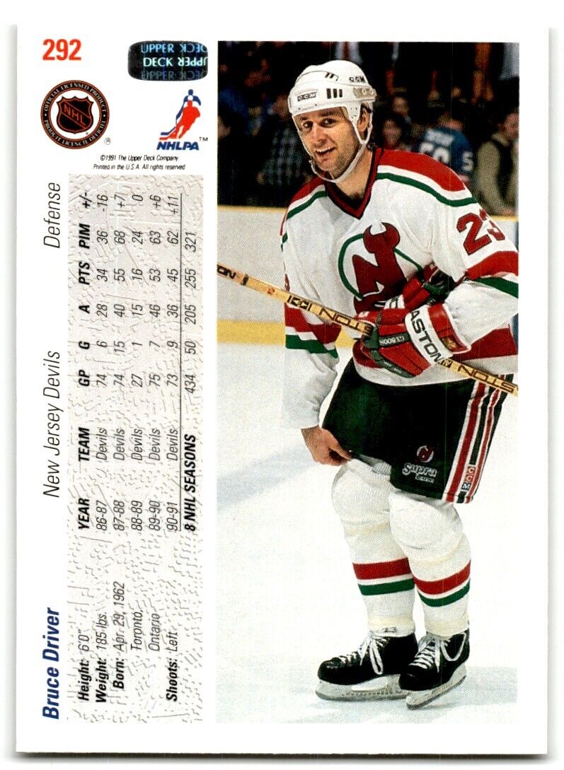 1991-92 Upper Deck Bruce Driver New Jersey Devils #292