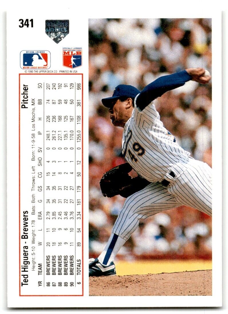 1991 Upper Deck Ted Higuera Milwaukee Brewers #341