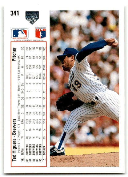 1991 Upper Deck Ted Higuera Milwaukee Brewers #341