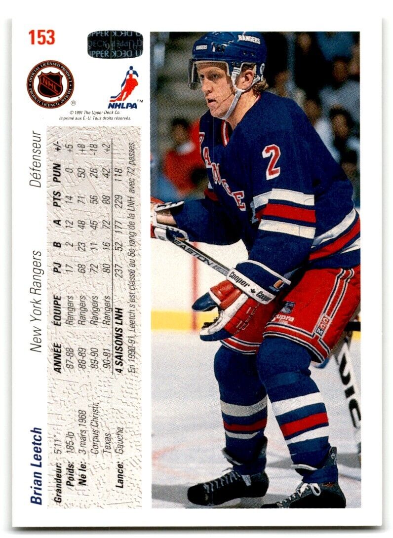 1991-92 Upper Deck Brian Leetch New York Rangers #153