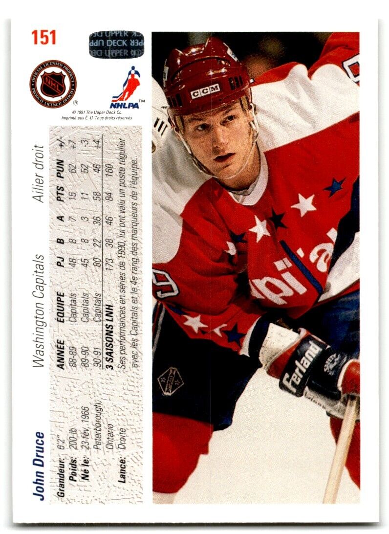 1991-92 Upper Deck French John Druce Washington Capitals #151