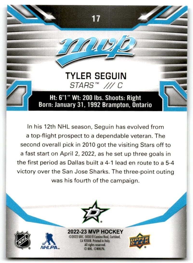 2022-23 Upper Deck MVP Tyler Seguin Dallas Stars #17