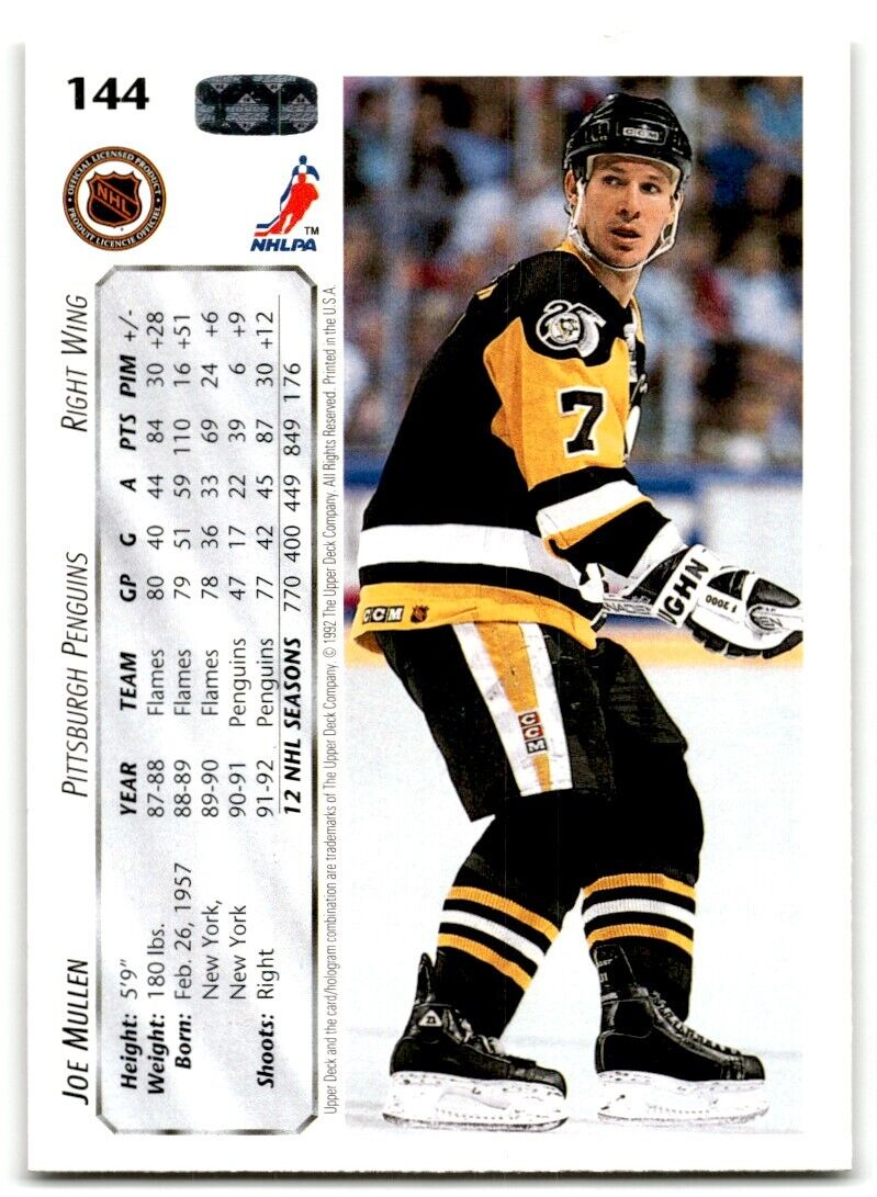 1992-93 Upper Deck Joe Mullen Pittsburgh Penguins #144