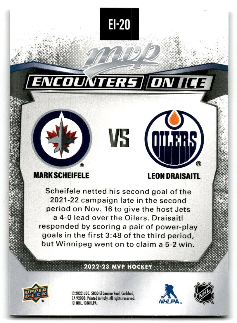 2022-23 Upper Deck MVP Encounters on Ice Mark Scheifele/Leon Draisaitl Winnipeg