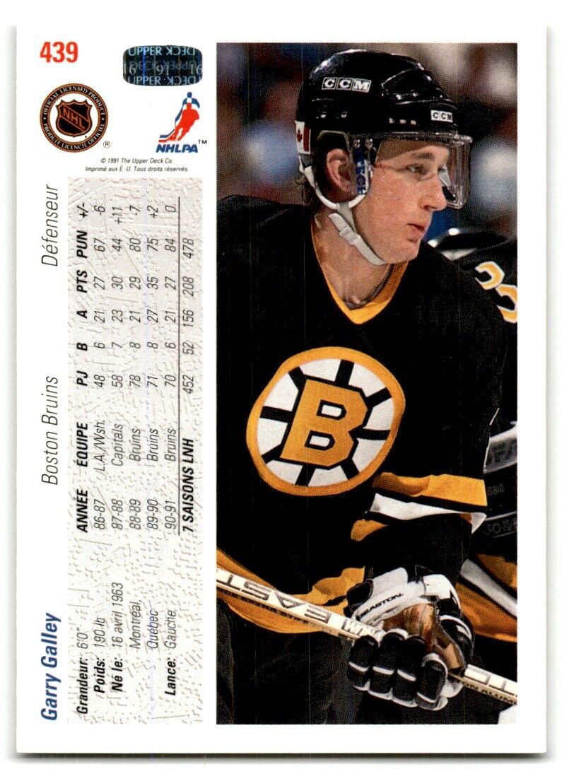 1991-92 Upper Deck Garry Galley Boston Bruins #439