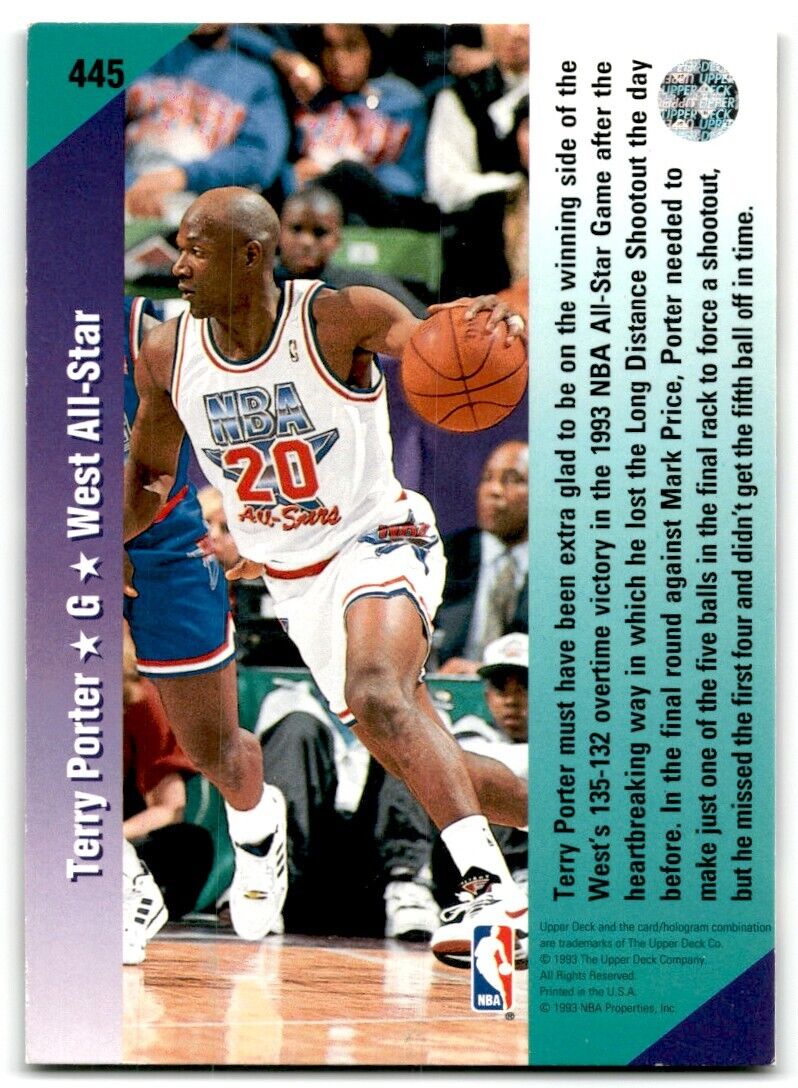 1992-93 Upper Deck Terry Porter Portland Trail Blazers #445